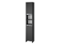 Armoire de salle de bain noire et haute avec éclairage LED.