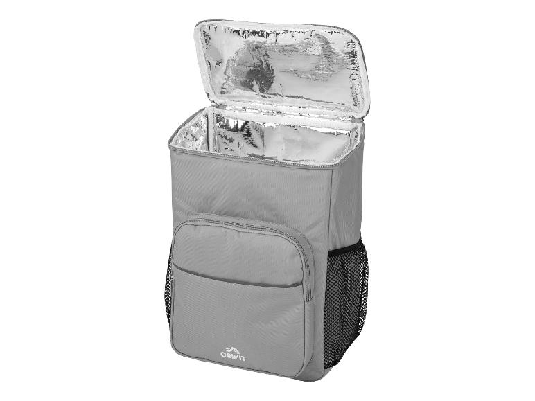 Sac isotherme gris Crivit avec couvercle ouvert.