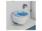 Des toilettes avec un abattant de toilette à motif d'iceberg.