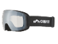 Masque de ski noir avec lentille miroir, bande élastique avec logo et texte S2 SPEQ GmbH.