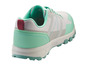 Des baskets blanches et vert clair avec un accent rose.