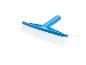 Brosse de nettoyage bleue pour piscine, poils blancs.