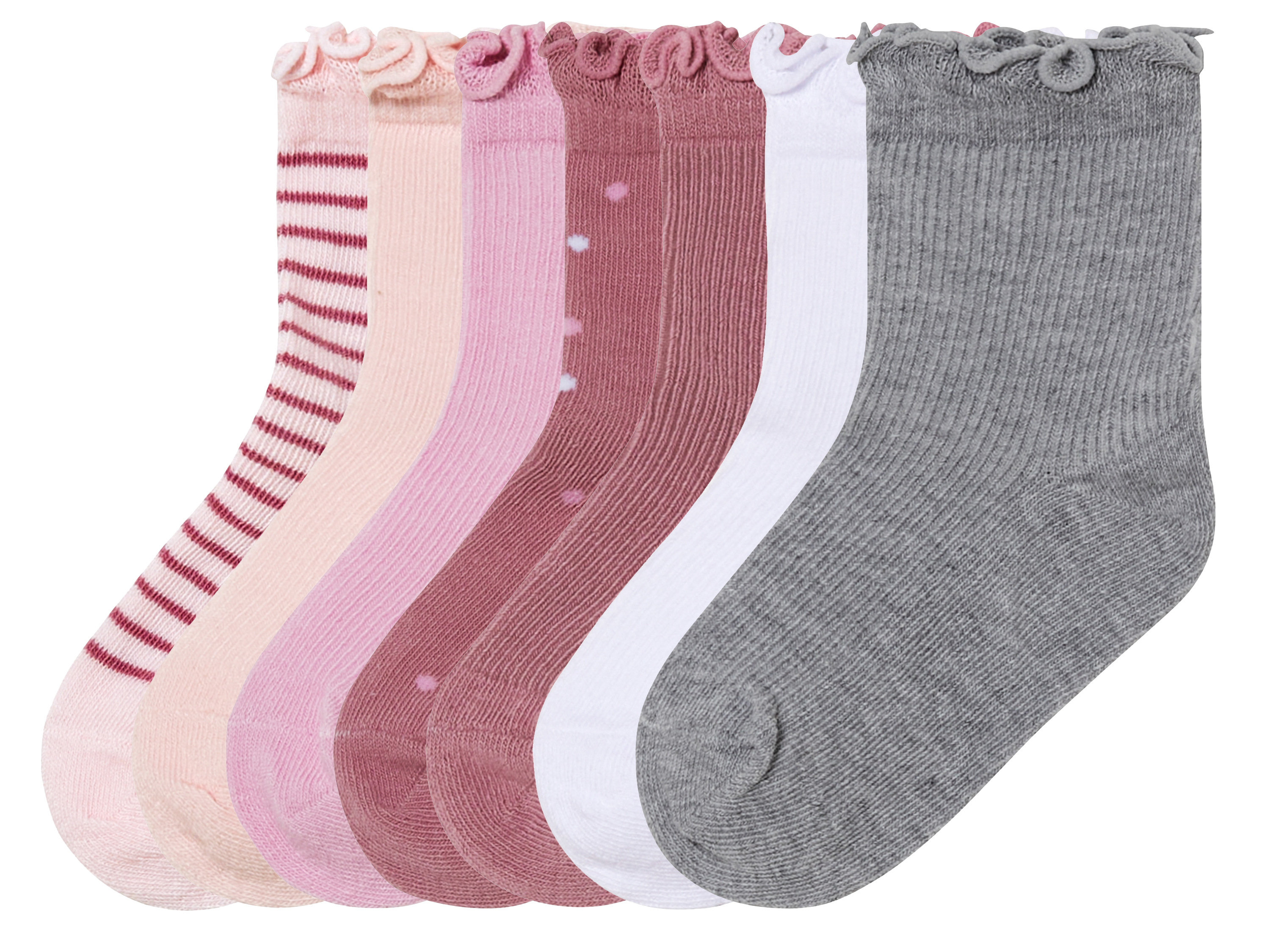 lupilu® Lot de 7 paires de chaussettes petite fille (19-22, rayures/rose)