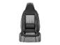 Un siège de voiture noir avec un insert en maille grise.
