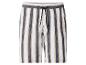 Shorts rayés pour homme avec taille élastique et cordon de serrage en blanc, beige et gris.