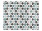 Tissu à pois gris et bleus.