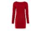 Une robe en tricot rouge avec des détails blancs.