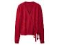 Cardigan rouge cache-cœur avec encolure en V et lien latéral