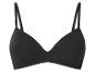 Soutien-gorge noir à bonnets souples avec bretelles réglables.