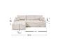 Canapé d'angle modulaire beige avec coussins et dimensions.