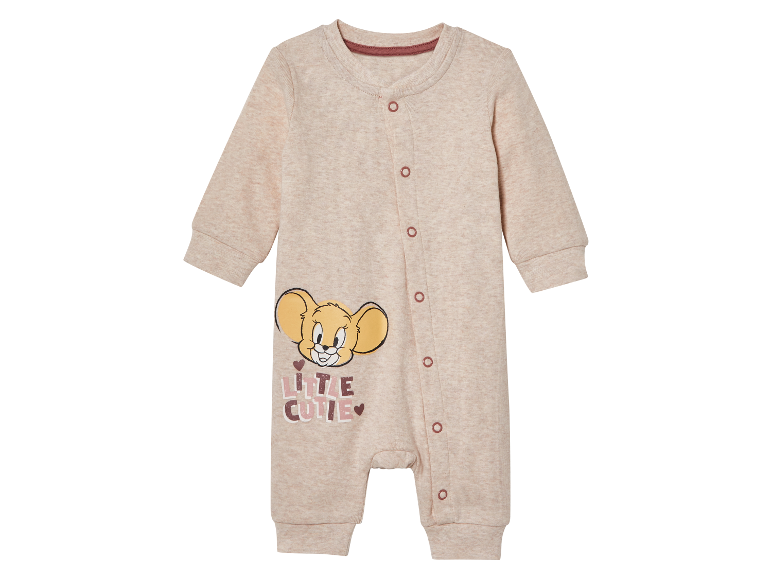 Combinaison bébé beige avec motif Tom et Jerry.
