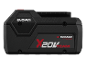 Batterie d'outils électriques 8.0 Ah, noire avec des inscriptions rouges et blanches.