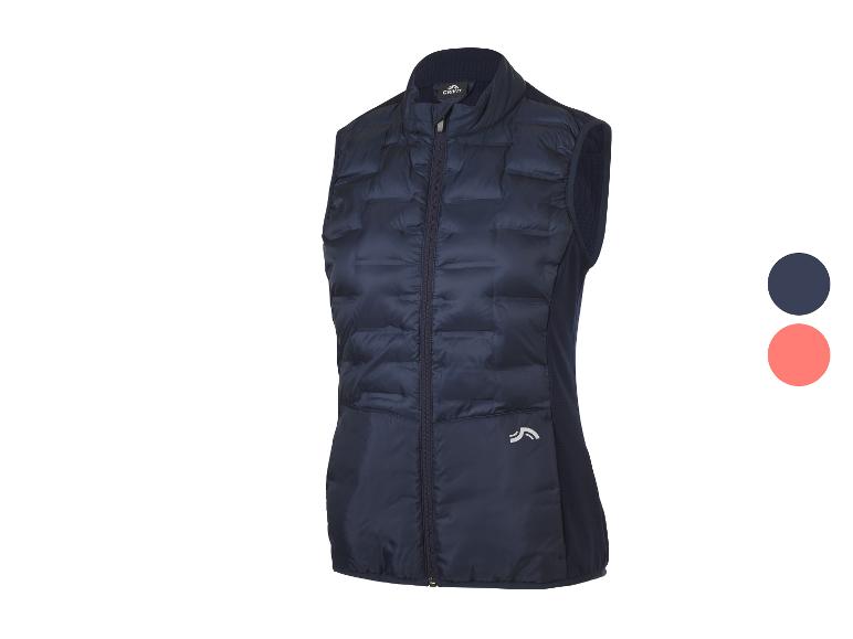 Gilet matelassé bleu marine Crivit pour femme avec col montant et empiècements latéraux