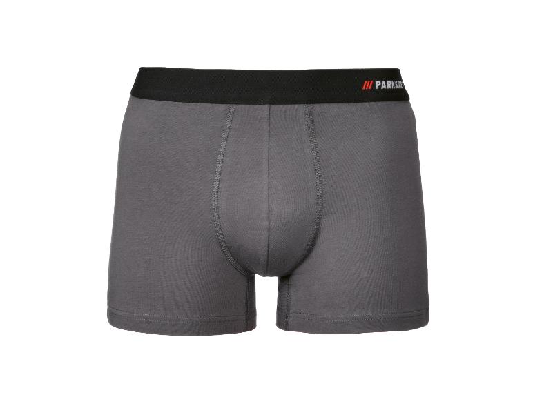 Boxer gris en coton avec ceinture élastique noire et logo Parkside