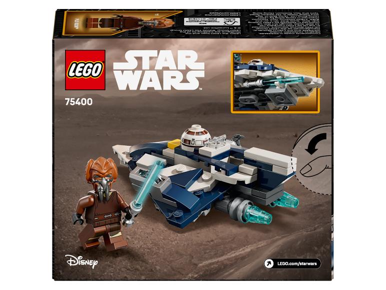 Ensemble LEGO Star Wars 75400 avec figurine Plo Koon et vaisseau spatial.