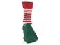 Chaussette d'elfe de Noël à rayures rouges et blanches avec bout vert.