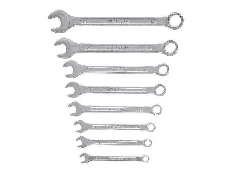 Jeu de huit clés mixtes avec les tailles 19, 17, 14, 13, 12, 10, 9 et 8.