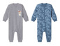 Deux bodies bébé, un gris avec un lapin et un bleu avec des nuages.