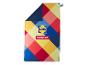 Serviette de plage colorée avec motifs géométriques et logos