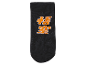 Chaussettes noires avec inscription orange.