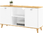 Buffet moderne blanc avec éléments et pieds en bois