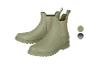 Paire de bottes de pluie Chelsea vert clair avec empiècements élastiques et tirettes.