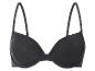 Un soutien-gorge noir avec des bonnets lisses et des bretelles larges.