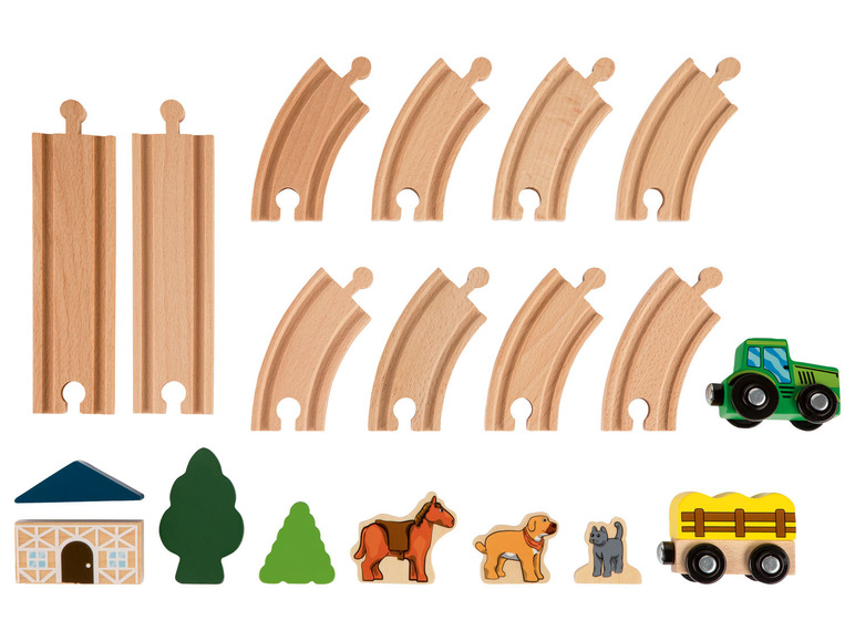 Aller en mode plein écran : Playtive Kit ferroviaire en bois, 18 pièces - Image 3