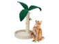 Chat roux jouant avec un arbre à chat en forme de palmier.