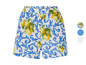 Short avec un imprimé citron en bleu et blanc.