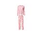 Pyjama rose femme à manches longues et pantalon à motifs cœurs