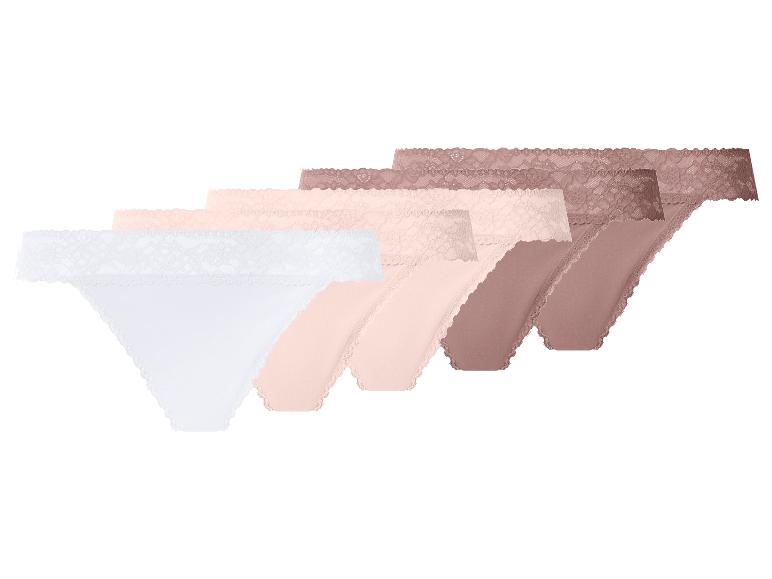 Six strings en dentelle pour femmes dans diverses nuances nude et blanc.