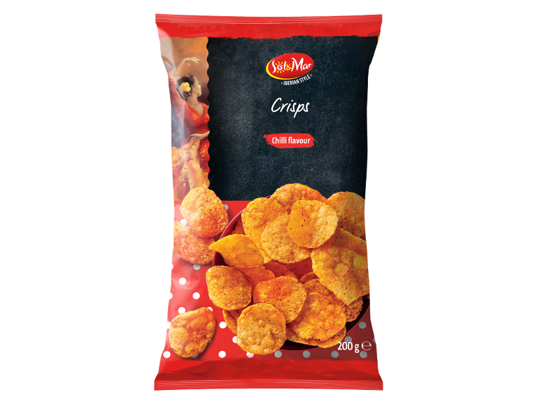 Paquet de chips saveur chili, avec une danseuse de flamenco.