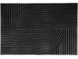 Tapis noir avec un motif géométrique de lignes et de courbes.