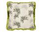 Coussin décoratif avec motif de palmiers et franges vert lime
