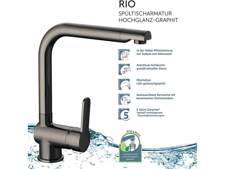 Aller en mode plein écran : Schütte Mitigeur robinet de cuisine RIO, avec bec rétractable - Image 7