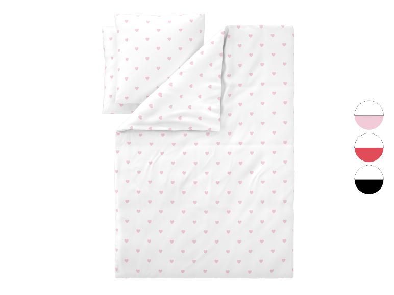 Parure de lit blanche avec housse de couette et taie d'oreiller à cœurs roses