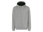 Un sweat-shirt gris à capuche et fermeture éclair