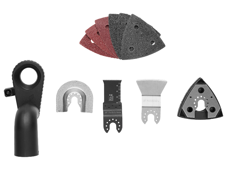 Accessoires Parkside pour outils multifonctions : lames, papiers abrasifs et accessoires.
