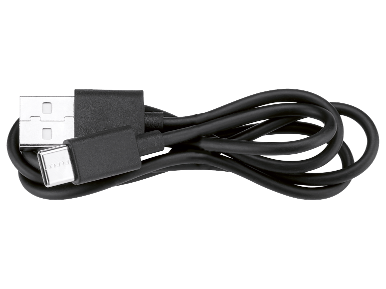 Un câble de chargement USB-C noir.