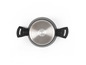 Une casserole Russell Hobbs noire avec un fond en acier.
