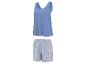 Ensemble débardeur bleu et short rayé pour femme.
