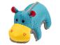 Jouet pour chien en forme d'hippopotame, bleu et jaune.