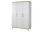 Armoire blanche avec deux portes et deux tiroirs.