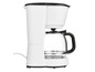 Une cafetière blanche avec une carafe en verre.