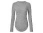 Body gris côtelé à manches longues pour femme