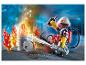 Playmobil : pompier, extincteur, flammes et équipement d'extinction.
