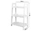 Étagère blanche à 3 niveaux mesurant 63cm (largeur) x 95cm (hauteur) x 36cm (profondeur).