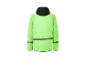 Veste Crivit vert néon à capuche et détails réfléchissants.