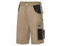 Short de travail beige avec plusieurs poches, dont une grande poche avec le logo Parkside.